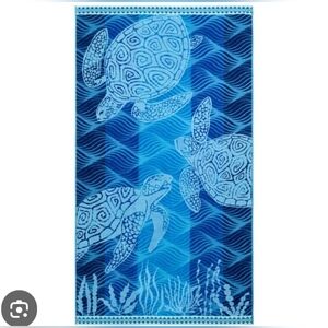 Royal Tradition Heavy Weight Blue Turtle Cotton Velour Jacquard Oversized Beach